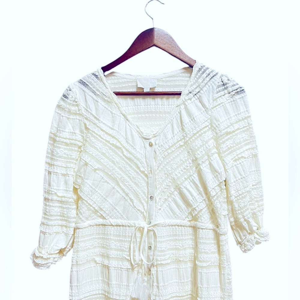 A Collective Story White Lace Ruffled Button Up Lined Maxi Dress size M - Picture 3 of 6